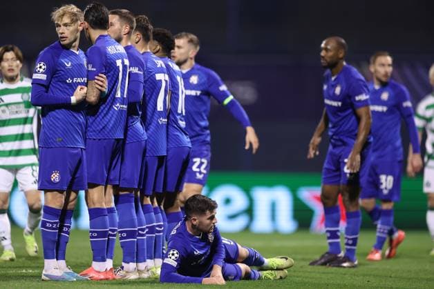 GNK Dinamo v Celtic FC - UEFA Champions League 2024 25 League Phase MD6 ZAGREB, CROATIA - DECEMBER 10: Maxime Bernauer of Dinamo Zagreb, Sandro Kulenovic of Dinamo Zagreb, Martin Baturina of Dinamo Zagreb, stand together to cover a free-kick during UEFA Champions League League Phase MD6 match between Dinamo Zagreb and Celtic at Stadion Maksimir on December 10, 2024 in Zagreb, Croatia.  GoranxStanzl PIXSELL