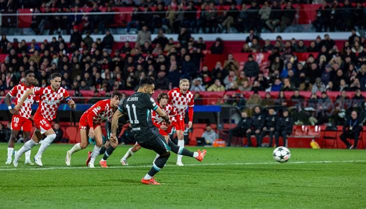 Football - UEFA Champions League - League Phase - Girona FC v Liverpool FC GIRONA, SPAIN - Tuesday, December 10, 2024: Liverpool s Mohamed Salah scores the opening goal from a penalty kick during the UEFA Champions League Matchday 6 game between Girona FC and Liverpool FC at the Estadi Montilivi. (Photo by David Rawcliffe Propaganda) GIRONA Estadi Montilivi CATALONIA SPAIN  Copyright: xDavidxRawcliffex P2024-12-10-Girona_Liverpool-36