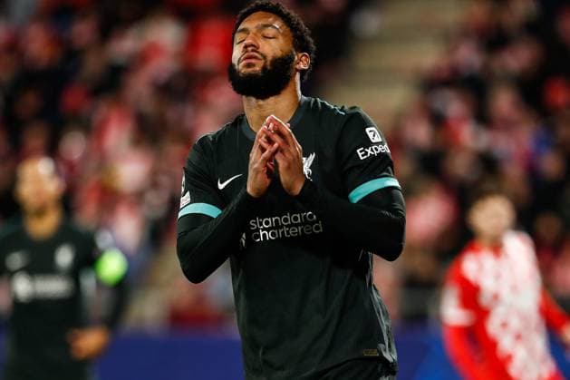December 10, 2024, Girona, Girona, SPAIN: Joe Gomez of Liverpool FC lamenting during the UEFA Champions League 2024 25 League Phase MD6, match between Girona FC and Liverpool FC at Estadi de Montilivi on December 10, 2024 in Girona, Spain. Girona SPAIN - ZUMAa181 20241210_zaa_a181_063 Copyright: xIrinaxR.xHipolitox