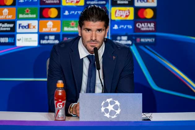 Champions League 2024 25 League Phase MD6: Atletico Madrid press conference, PK, Pressekonferenz Rodrigo De Paul of Atletico de Madrid seen speaking during the UEFA Champions League 2024 25 League Phase MD6 training and press conference at Estadio Riyadh Air Metropolitano on December 10, 2024 in Madrid, Spain. Madrid Estadio Riyadh Air Metropolitano Madrid Spain Copyright: xAlbertoxGardinx AGardin_20241210_Football_Champions_Atletico_Madrid_PC_0010