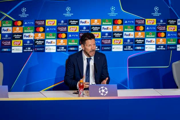 Champions League 2024 25 League Phase MD6: Atletico Madrid press conference, PK, Pressekonferenz Diego Pablo Simeone, head coach of Atletico de Madrid, seen speaking during the UEFA Champions League 2024 25 League Phase MD6 training and press conference at Estadio Riyadh Air Metropolitano on December 10, 2024 in Madrid, Spain. Madrid Estadio Riyadh Air Metropolitano Madrid Spain Copyright: xAlbertoxGardinx AGardin_20241210_Football_Champions_Atletico_Madrid_PC_0036