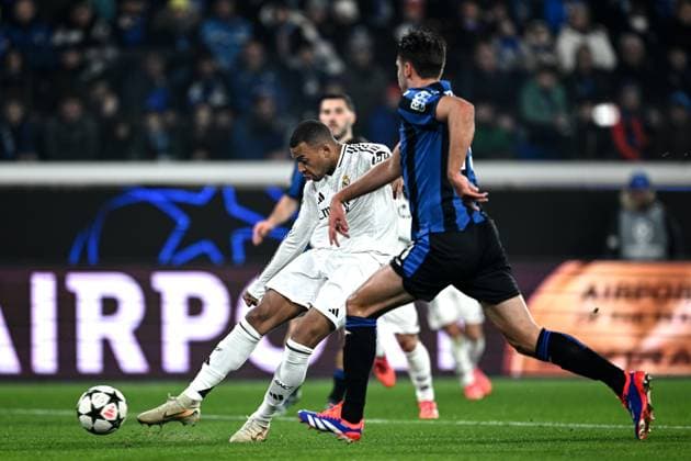 Mg Bergamo 10 12 2024 - Champions League Atalanta-Real Madrid foto Matteo Gribaudi Image nella foto: gol Kylian Mbappe 