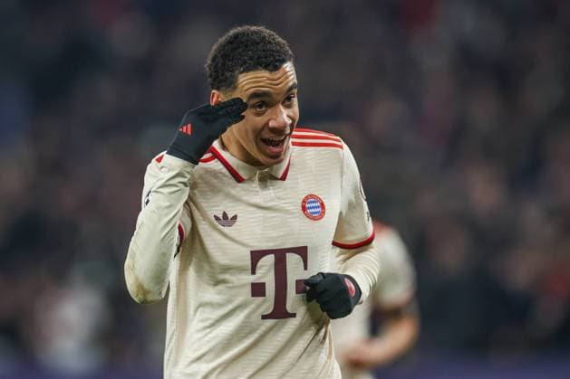 10.12.2024, Fussball, Saison 2024 2025, Champions League, 6. Spieltag, Shakhtar Donezk - FC Bayern München, Jamal Musiala (FC Bayern München) jubelt. Gelsenkirchen Veltins Arena NRW Deutschland xRHR-FOTO TRx Copyright: TimxRehbein RHR-FOTOx RHR-FOTO TR