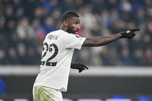 Antonio Ruediger (Real Madrid CF) gestures during the UEFA Champions League 2024 25 League Phase MD6 match between Atalanta BC and Real Madrid C.F. at Gewiss Stadium on December 10, 2024 in Bergamo, Italy. Defodi-541_BERREA20241210_077