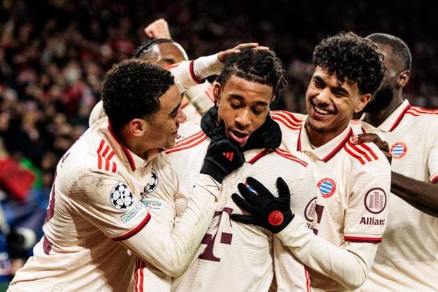 UEFA Champions League: FC Shakhtar Donetsk - FC Bayern München; 10.12.2024 Jubel zum 1:5 durch Michael Olise (FC Bayern München, 17) UEFA Champions League: FC Shakhtar Donetsk - FC Bayern München, Gelsenkirchen, Arena auf Schalke am 10.12.2024 Copyright: xBEAUTIFULxSPORTS Wunderlx