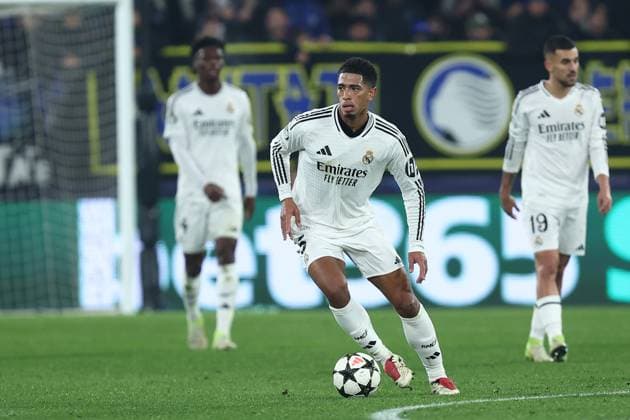 Jude Bellingham (Real Madrid Cf) controls the ball, UEFA Champions League 2024 25 League Phase MD1, Atalanta BC v Real Madrid C.F., Gewiss Stadium, December 10, 2024, Bergamo, Italy.