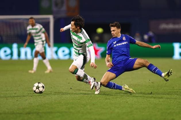 Zagreb, 10.12.2024. - Maksimir Stadium, UEFA CHAMPIONS LEAGUE - 2024 25, League phase, Matchday 6, GNK Dinamo - Celtic. Reo Hatate (41) and Dario Å pikiÄ‡ (77) 