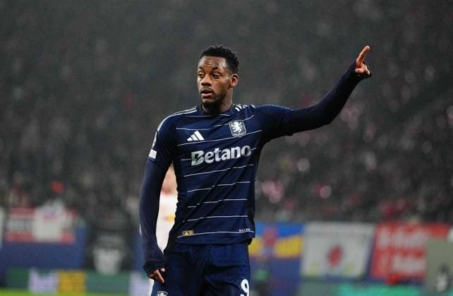 December 10 2024: Jhon Duran of Aston Villa gestures during a Champions League Group Phase day 6 game, RB Leipzig vs Aston Villa, at Red Bull Arena, Leipzig, Germany. CSM Leipzig Germany - ZUMAc04_ 20241210_zma_c04_048 Copyright: xUlrikxPedersenx