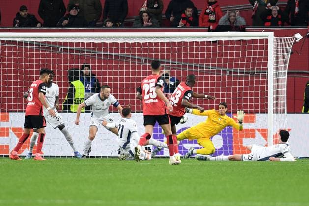 Nordi Mukiele (Bayer 04 Leverkusen) Tor zum 1:0 waehrend des Spiels der UEFA Champions League 2024 25 Ligen-Phase 6. Spieltag zwischen Bayer 04 Leverkusen und Inter Mailand, BayArena am 10. December 2024 in Leverkusen, Deutschland. (Foto von Ralf Treese DeFodi Images) +++ Nordi Mukiele (Bayer 04 Leverkusen) Tor zum 1:0 during the UEFA Champions League 2024 25 League Phase MD6 match between Bayer 04 Leverkusen and FC Internazionale Milano at BayArena on December 10, 2024 in Leverkusen, Germany. Defodi-521_LEVINT20241210_047