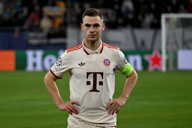10.12.2024, xsltx, Fussball UEFA Champions League, Schachtar Donezk - FC Bayern München emspor, v.l. Jubel, Freude über den Sieg bei den Bayern Joshua Kimmich (FC Bayern Muenchen) (DFL DFB REGULATIONS PROHIBIT ANY USE OF PHOTOGRAPHS as IMAGE SEQUENCES and or QUASI-VIDEO) Gelsenkirchen