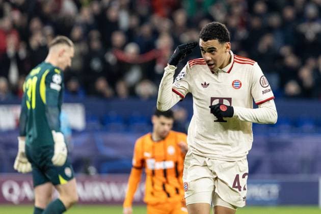 UEFA Champions League: FC Shakhtar Donetsk - FC Bayern München; 10.12.2024 Jubel zum 1:4 durch Jamal Musiala (FC Bayern München, 42). UEFA Champions League: FC Shakhtar Donetsk - FC Bayern München; Arena AufSchalke, Gelsenkirchen; 10.12.2024 Copyright: xBEAUTIFULxSPORTS Buriakovx