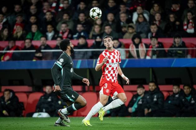 December 10, 2024, Girona, Spain: Joe Gomez (Liverpool FC) and Miguel Gutierrez (Girona FC) seen in action during a UEFA Champions League match between Girona FC and Liverpool FC at Estadi Municipal de Montilivi . Final Score: Girona FC 0 - Liverpool FC 1. Girona Spain - ZUMAs197 20241210_aaa_s197_177 Copyright: xFelipexMondinox