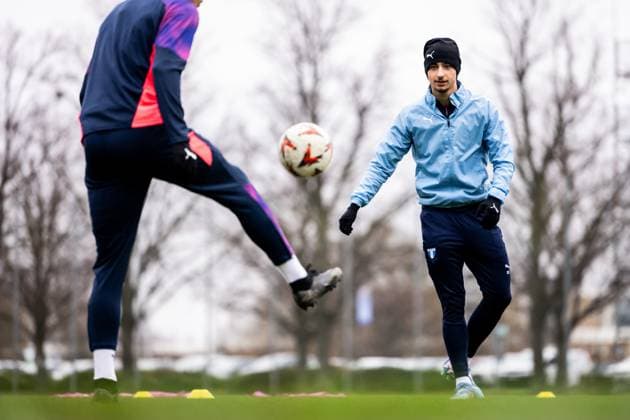 241211 Elison Makolli of Malmö FF during a UEFA Europa League training session on December 11, 2024 in Malmö. Photo: Petter Arvidson BILDBYRAN kod PA PA0938 fotboll football soccer fotball uefa europa league träning practice training malmö ff bbeng Copyright: PETTERxARVIDSON BB241211PA015