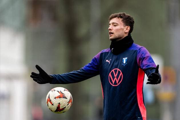 241211 Colin Rösler of Malmö FF during a UEFA Europa League training session on December 11, 2024 in Malmö. Photo: Petter Arvidson BILDBYRAN kod PA PA0938 fotboll football soccer fotball uefa europa league träning practice training malmö ff bbeng Copyright: PETTERxARVIDSON BB241211PA020