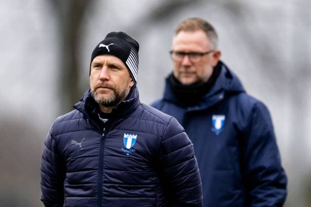 241211 Head coach Henrik Rydström and P19 head coach Magnus Pehrsson of Malmö FF during a UEFA Europa League training session on December 11, 2024 in Malmö. Photo: Petter Arvidson BILDBYRAN kod PA PA0938 fotboll football soccer fotball uefa europa league träning practice training malmö ff bbeng Copyright: PETTERxARVIDSON BB241211PA034