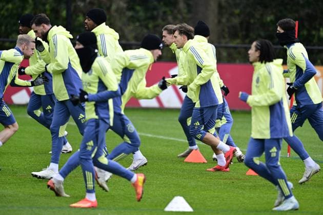 AMSTERDAM - Mika Godts of Ajax during training prior to the Europa League match against SS Lazio Roma at the Johan Cruijff ArenA on Dec. 11, 2024 in Amsterdam, Netherlands. ANP OLAF CRACK UEFA Europa League 2024 25 xVIxANPxSportx xxANPxIVx 515465153 originalFilename: 515465153.jpg