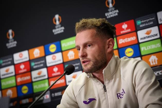 Anderlecht s Mats Rits pictured during a press conference, PK, Pressekonferenz of Belgian soccer team RSC Anderlecht, Wednesday 11 December 2024 in Prague, Czech Republic. Tomorrow, Anderlecht will play Czech Slavia Praha on day 6 8 of the group stage of the UEFA Europa League tournament. VIRGINIExLEFOUR  x107969571x