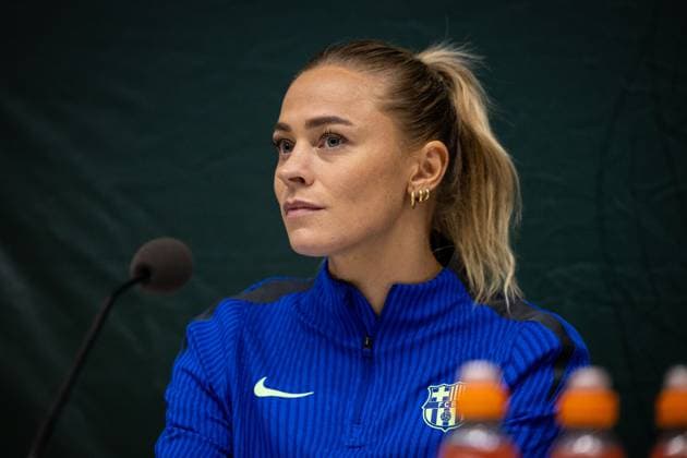 241211 Fridolina Rolfö of FC Barcelona, Barca gives a press conference, PK, Pressekonferenz on December 11, 2024 in Stockholm. Photo: Michael Campanella BILDBYRAN COP 313 MC0118 fotboll football soccer fotball damn uefa womens champions league barcelona femini press conference training bbeng Copyright: MICHAELxCAMPANELLA BB241211MC005