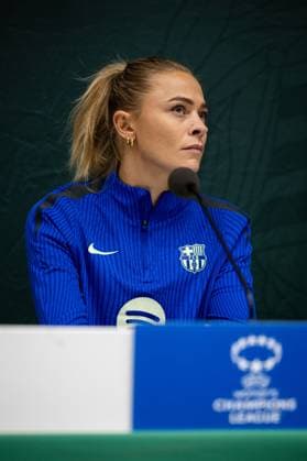 241211 Fridolina Rolfö of FC Barcelona, Barca gives a press conference, PK, Pressekonferenz on December 11, 2024 in Stockholm. Photo: Michael Campanella BILDBYRAN COP 313 MC0118 fotboll football soccer fotball damn uefa womens champions league barcelona femini press conference training bbeng Copyright: MICHAELxCAMPANELLA BB241211MC017