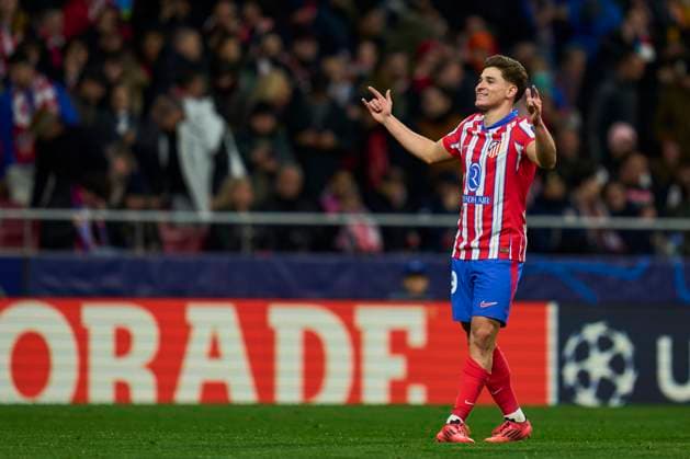 ESP: Atletico de Madrid v Slovan Bratislava. UEFA Champions League match. Date 6 Julian Alvarez of Atletico de Madrid celebrates after scoring the 1-0 during the UEFA Champions League match, date 6, between Atletico de Madrid and Slovan Bratislava played at Riyadh Air Metropolitano Stadium on December 11, 2024 in Madrid Spain. kpng Copyright: xCesarxCebollax xPRESSINPHOTOx PS_241211_ATM_SLO_003