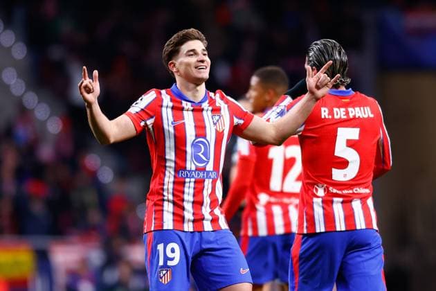 December 11, 2024, Madrid, Madrid, SPAIN: Julian Alvarez of Atletico de Madrid celebrates a goal during the UEFA Champions League 2024 25 League Phase MD6 match between Atletico de Madrid and SK Slovan Bratislava at Riyadh Air Metropolitano stadium on December 11, 2024 in Madrid, Spain. Madrid SPAIN - ZUMAa181 20241211_zaa_a181_023 Copyright: xDennisxAgyemanx