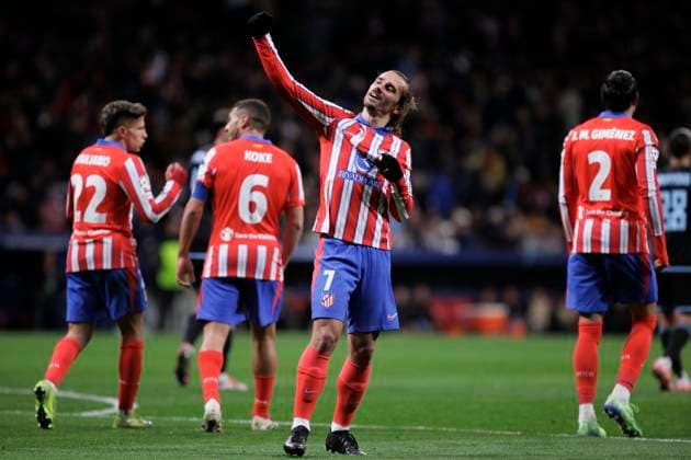 UEFA champions league - Atletico de Madrid vs Slovan Bratislava MADRID,SPAIN - 11 December: Antoine Griezmann of Atletico de Madrid celebrates a goal during UEFA champions league 2024 25 match between Atletico de Madrid and Slovan Bratislava at Riyadh Air Metropolitano Stadium. (Photo by Guillermo Martinez) Madrid Riyadh Air Metropolitano Stadium Spain Copyright: xGuillermoxMartinezx