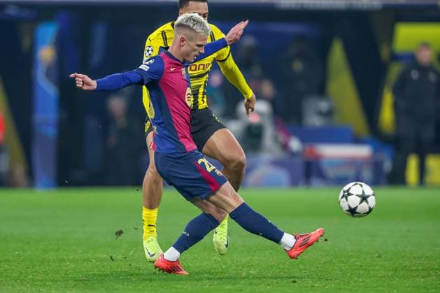 11.12.2024, UEFA Champions League, Borussia Dortmund - FC Barcelona, Barca 8. Spieltag, Signal Iduna Park, Saison 2024 2025: Dani Olmo (Barca 20) Nordrhein-Westfalen Deutschland