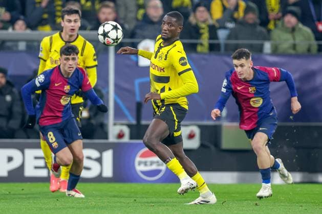 11.12.2024, UEFA Champions League, Borussia Dortmund - FC Barcelona, Barca 8. Spieltag, Signal Iduna Park, Saison 2024 2025: Serhou Guirassy (BVB 9) Nordrhein-Westfalen Deutschland