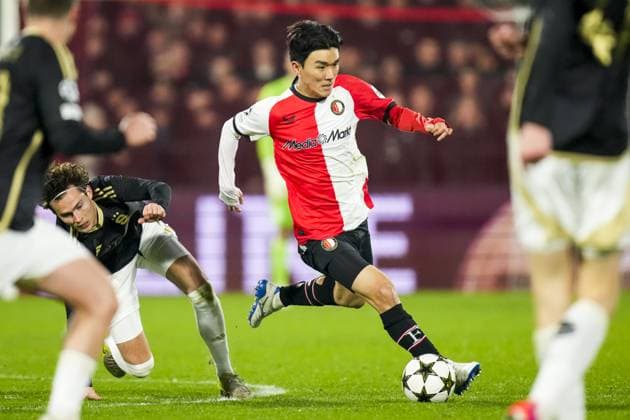 UEFA Champions League: Feyenoord v AC Sparta Praha Rotterdam - In-beom Hwang of Feyenoord during the sixth round of new format of the Champions League 2024 2025. The match is set between Feyenoord and AC Sparta Praha at Stadion Feijenoord De Kuip on 11 December 2024 in Rotterdam, The Netherlands. Copyright: xYannickxVerhoevenx