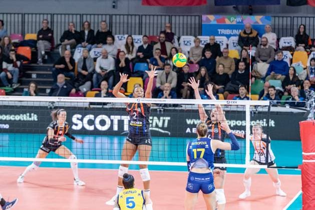 VOLLEY - Champions League Women - Savino del Bene Scandicci vs Allianz MTV Stuttgart Morrissette Breland (Allianz Mtv Stuttgart) during Savino del Bene Scandicci vs Allianz MTV Stuttgart, CEV Champions League Women volleyball match in Firenze , Italy, December 11 2024 Firenze Italy  Copyright: xIPAxSport ABACAx