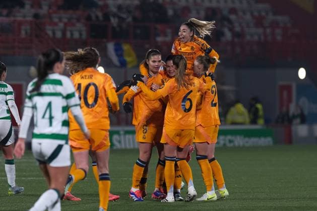 UK: Celtic v Real Madrid, UEFA Women‚Äôs Champions League at New Douglas Park, Hamilton, Scotland on 11 December 2024: Pictured: Signe Bruun (Real Madrid) scores to make the score 0-1 Hamilton New Douglas Park Scotland Copyright: xAlexxToddx