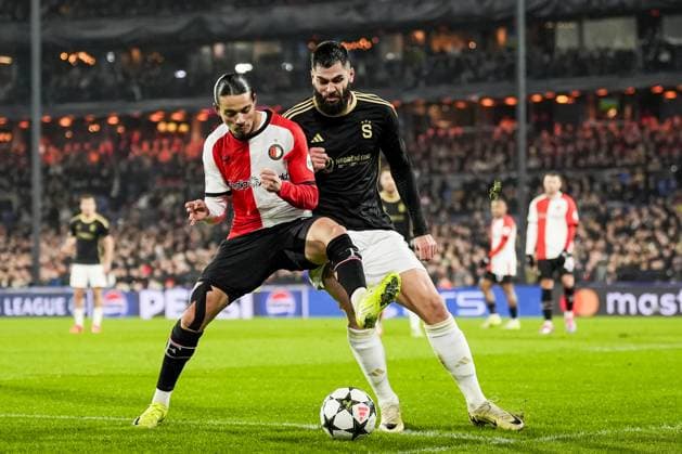 UEFA Champions League: Feyenoord v AC Sparta Praha Rotterdam - Anis Hadj Moussa of Feyenoord during the sixth round of new format of the Champions League 2024 2025. The match is set between Feyenoord and AC Sparta Praha at Stadion Feijenoord De Kuip on 11 December 2024 in Rotterdam, The Netherlands. Copyright: xTomxBodex