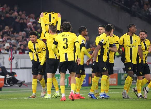 11.12.2024, Deutschland, Stuttgart, Fußball Champions League, VfB Stuttgart vs. Young Boys Bern, Jubel nach dem 0:1 Tor, Torschütze Lukasz Lakomy (YB)