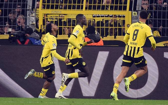 11.12.2024, xhbx, Fussball UEFA Champions League, Borussia Dortmund - FC Barcelona, Barca emspor, v.l. Torjubel, Goal celebration, celebrate the goal 1:1 durch Serhou Guirassy (Borussia Dortmund) (DFL DFB REGULATIONS PROHIBIT ANY USE OF PHOTOGRAPHS as IMAGE SEQUENCES and or QUASI-VIDEO) Dortmund