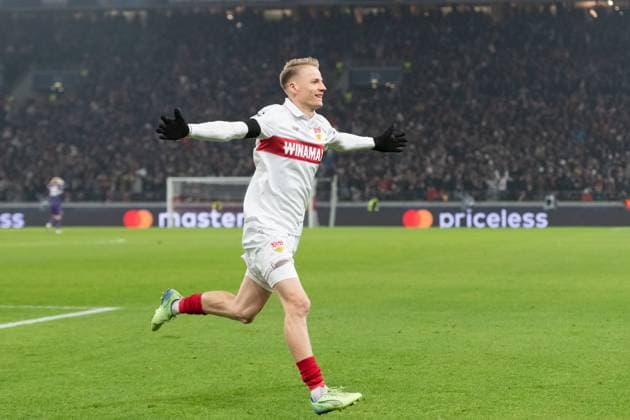 Tor zum 3:1 durch Chris Fuehrich (VfB Stuttgart 27), Jubel, Torjubel GER, VfB Stuttgart vs. BSC Young Boys Bern, Fussball, Herren, UEFA Champions League, 6. Spieltag, Spielzeit 2024 2025, 11.12.2024, GER, VfB Stuttgart vs. BSC Young Boys Bern, Fussball, Herren, UEFA Champions League, 6. Spieltag, Spielzeit 2024 2025, 11.12.2024 Stuttgart Copyright: xEibner-Pressefoto WolfgangxFrankx EP_WFK