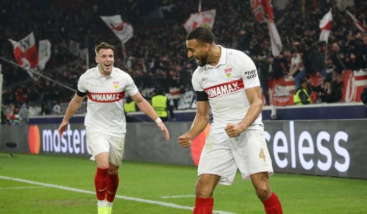 11.12.2024, Deutschland, Stuttgart, Fußball Champions League, VfB Stuttgart vs. Young Boys Bern, von links: rmedin Demirovic Josha Vagnoman ( VfB )