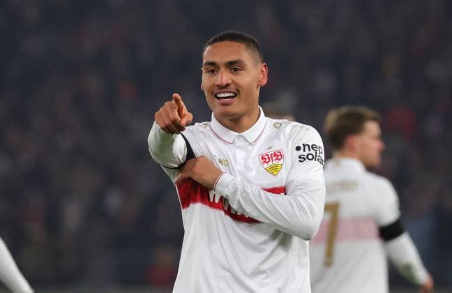 Sport Bilder des Tages 11.12.2024, Deutschland, Stuttgart, Fußball Champions League, VfB Stuttgart vs. Young Boys Bern, Jubel nach dem 2:1 Tor, Torschütze Enzo Millot (YB)