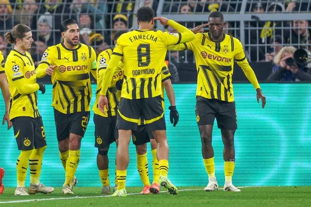 11.12.2024, UEFA Champions League, Borussia Dortmund - FC Barcelona, Barca 8. Spieltag, Signal Iduna Park, Saison 2024 2025: Tor zum 1:1 Ausgleich durch Serhou Guirassy (BVB 9) (Elfmeter) Torjubel Torschütze zusammen mit Felix Nmecha (BVB 8) Nordrhein-Westfalen Deutschland