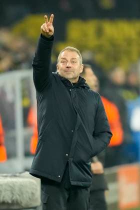 Trainer Hansi Flick FC Barcelona, Barca gestures during the UEFA Champions League 2024 25 League Phase MD6 match between Borussia Dortmund and FC Barcelona at Signal Iduna Park on December 11, 2024 in Dortmund, Germany. (Photo by Alex Gottschalk DeFodi Images) Defodi-001_BVBFCB20241211_200