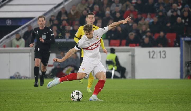 11.12.2024, Deutschland, Stuttgart, Fußball Champions League, VfB Stuttgart vs. Young Boys Bern, Tor zum 5 : 1 , Torschütze Yannik Keitel ( VfB )