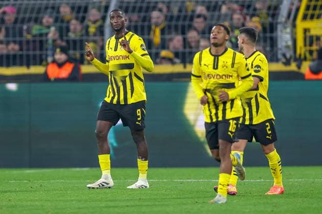 11.12.2024, UEFA Champions League, Borussia Dortmund - FC Barcelona, Barca 8. Spieltag, Signal Iduna Park, Saison 2024 2025: Tor zum 1:1 Ausgleich durch Serhou Guirassy (BVB 9) (Elfmeter) Torjubel Torschütze Nordrhein-Westfalen Deutschland