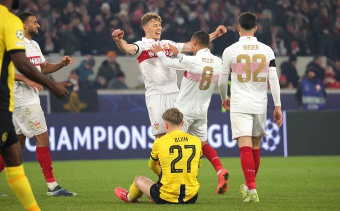 11.12.2024, Deutschland, Stuttgart, Fußball Champions League, VfB Stuttgart vs. Young Boys Bern, Jubel nach dem 5:1 Tor, Torschütze Yannik Keitel (VfB)