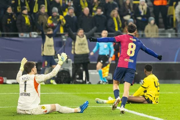 UEFA Champions League: Borussia Dortmund - Barcelona; 11.12.2024 Jubel zu Tor, 2:3 durch Ferran Torres (Barcelona, 7) UEFA Champions League: Borussia Dortmund - Barcelona; Signal Iduna Park, Dortmund; 11.12.2024 Copyright: xBEAUTIFULxSPORTS Buriakovx