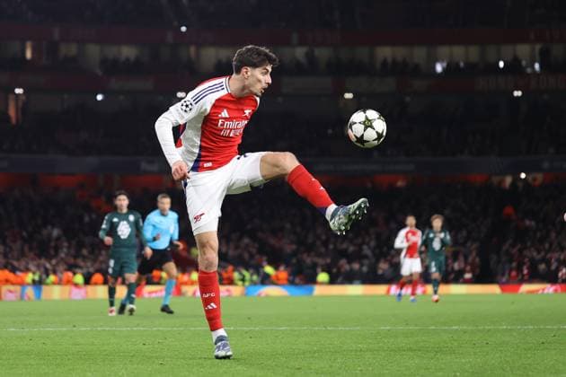 Arsenal v Monaco 11 December 2024, London - UEFA Champions League - Arsenal v Monaco - Kai Havertz of Arsenal - Photo: Jacques Feeney Offside. London UK Copyright: xJacquesxFeeneyx xOffsidexOffside