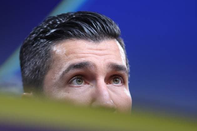 UEFA Champions League - Borussia Dortmund - FC Barcelona, Barca am 11.12.2024 im Signal Iduna Park in Dortmund Trainer Nuri Sahin (Dortmund) nachdenklich bei der Pressekonferenz