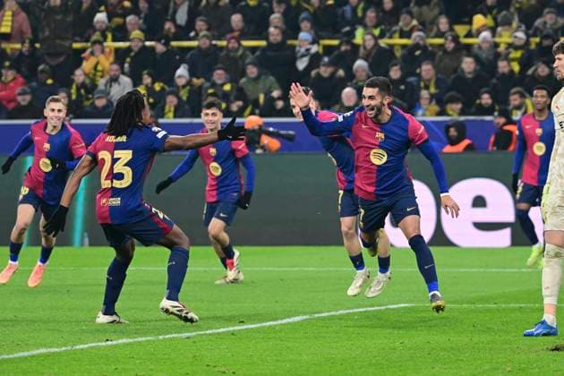Torjubel zum 2:1 durch Ferran Torres 7 FC Barcelona, Barca , Borussia Dortmund vs. FC Barcelona , Fussball, Champions League, 6. Spieltag, 11.12.2024 Dortmund Nordrhein-Westfalen Deutschland