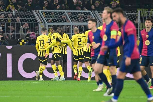 Torjubel zum 2:2 durch Serhou Guirassy 9 (Borussia Dortmund), Borussia Dortmund vs. FC Barcelona, Barca , Fussball, Champions League, 6. Spieltag, 11.12.2024 Dortmund Nordrhein-Westfalen Deutschland
