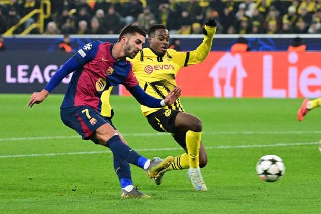 Tor zum 2:3 durch Ferran Torres 7 FC Barcelona, Barca , Borussia Dortmund vs. FC Barcelona , Fussball, Champions League, 6. Spieltag, 11.12.2024 Dortmund Nordrhein-Westfalen Deutschland