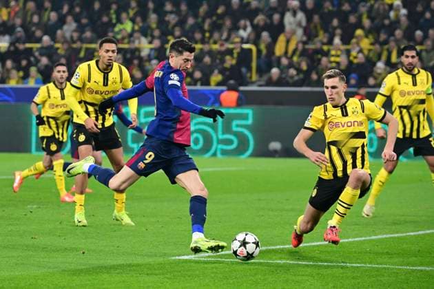 Robert Lewandowski 9 FC Barcelona, Barca , Borussia Dortmund vs. FC Barcelona , Fussball, Champions League, 6. Spieltag, 11.12.2024 Dortmund Nordrhein-Westfalen Deutschland
