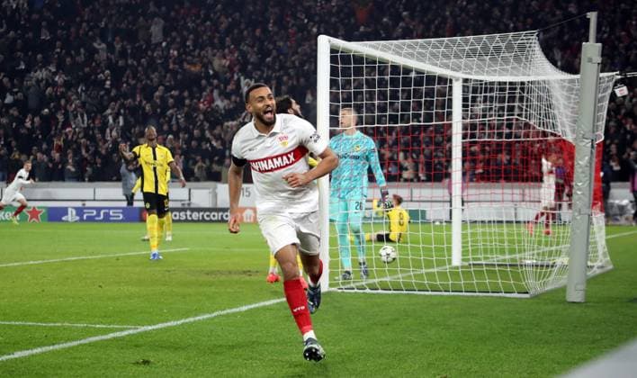 11.12.24 VfB Stuttgart - Young Boys Bern Deutschland, Stuttgart, 11.12.2024, Fussball, UEFA Champions League, VfB Stuttgart - Young Boys Bern: Josha Vagnoman (VfB Stuttgart); Jubel Tor 4:1 Vagnoman.